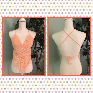 🌻LAST One! Charlotte Russe Peach crochet top